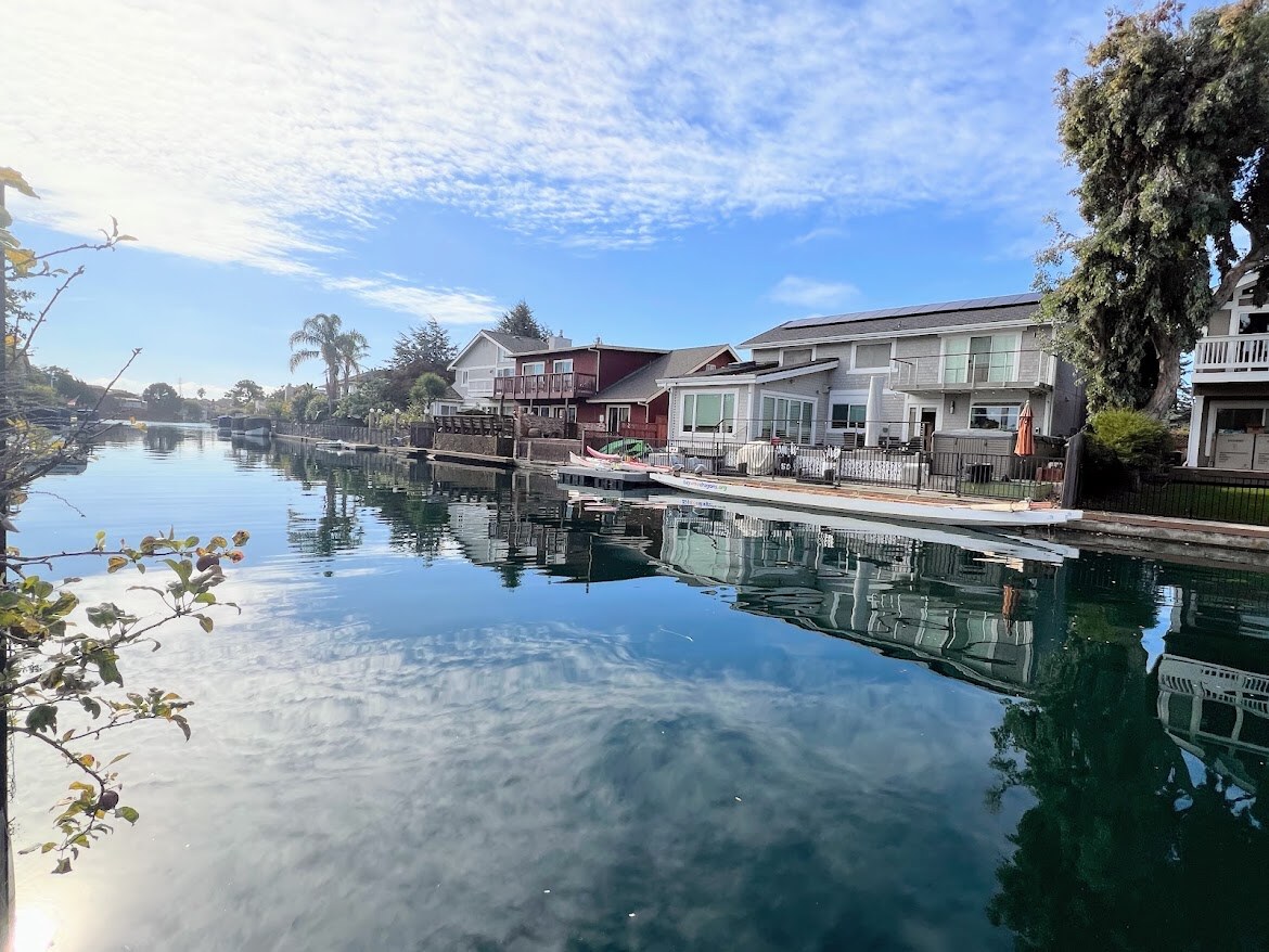 Waterfront homes and reflections in Foster City